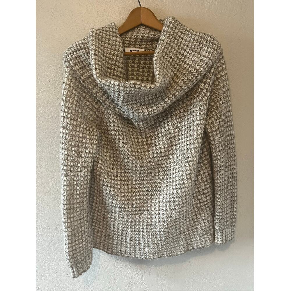Women's BB Dakota Cowl Neck Waffle Knit Sweater Gray Lightweight Cozy Size Med